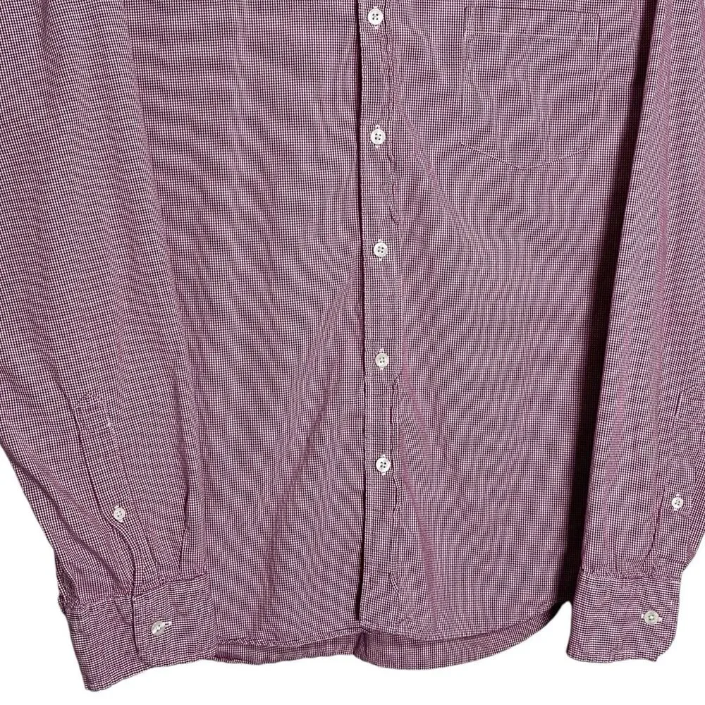 J Crew Shirt Mens XL Red White Button Down Mini Gingham Check Plaid Long Sleeve